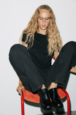 ZARA ПРЯМЫЕ ДЖИНСЫ TRF С НИЗКОЙ ПОСАДКОЙ, ЧЕРНЫЙ