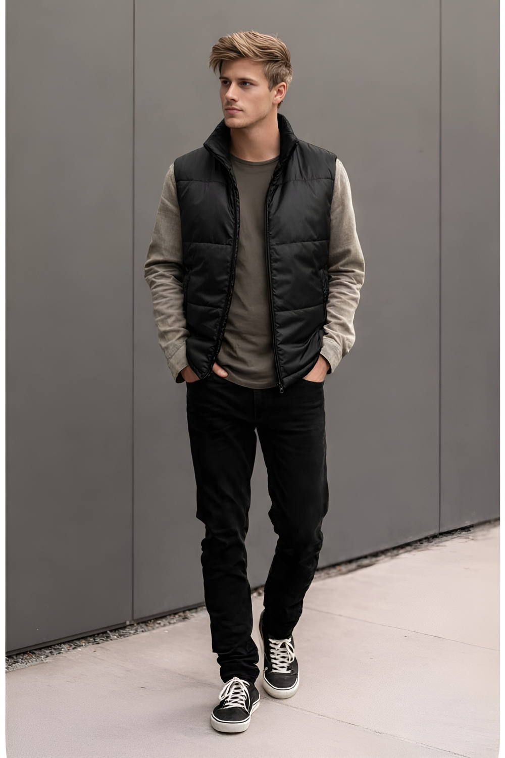 Жилет мужской с воротником "HN-17" черный