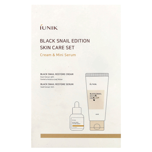 iUNIK, Black Snail Edition Skin Care Set, Cream & Mini Serum, 2 Piece Set