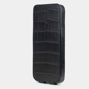 Чехол для iPhone 15 Pro Max из кожи крокодила, черного цвета