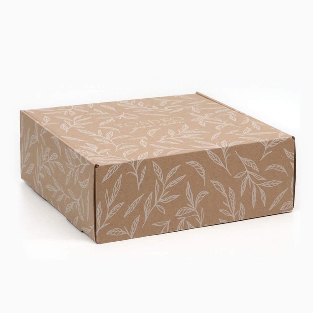 Коробка складная одиночная Квадрат, Крафт, Только для тебя, 33*33*12 см