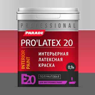 PARADE PRO'LATEX Е20 Краска латексная полуматовая для интерьера, база А, 0,9 л