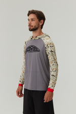 Джерси рыболовное с капюшоном и карманом Песочные рыбы серый