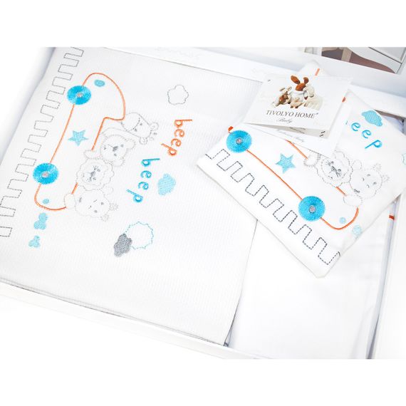 НАБОР Детское  постельное белье с пледом BEEP BEBE deluxe TIVOLYO HOME Турция