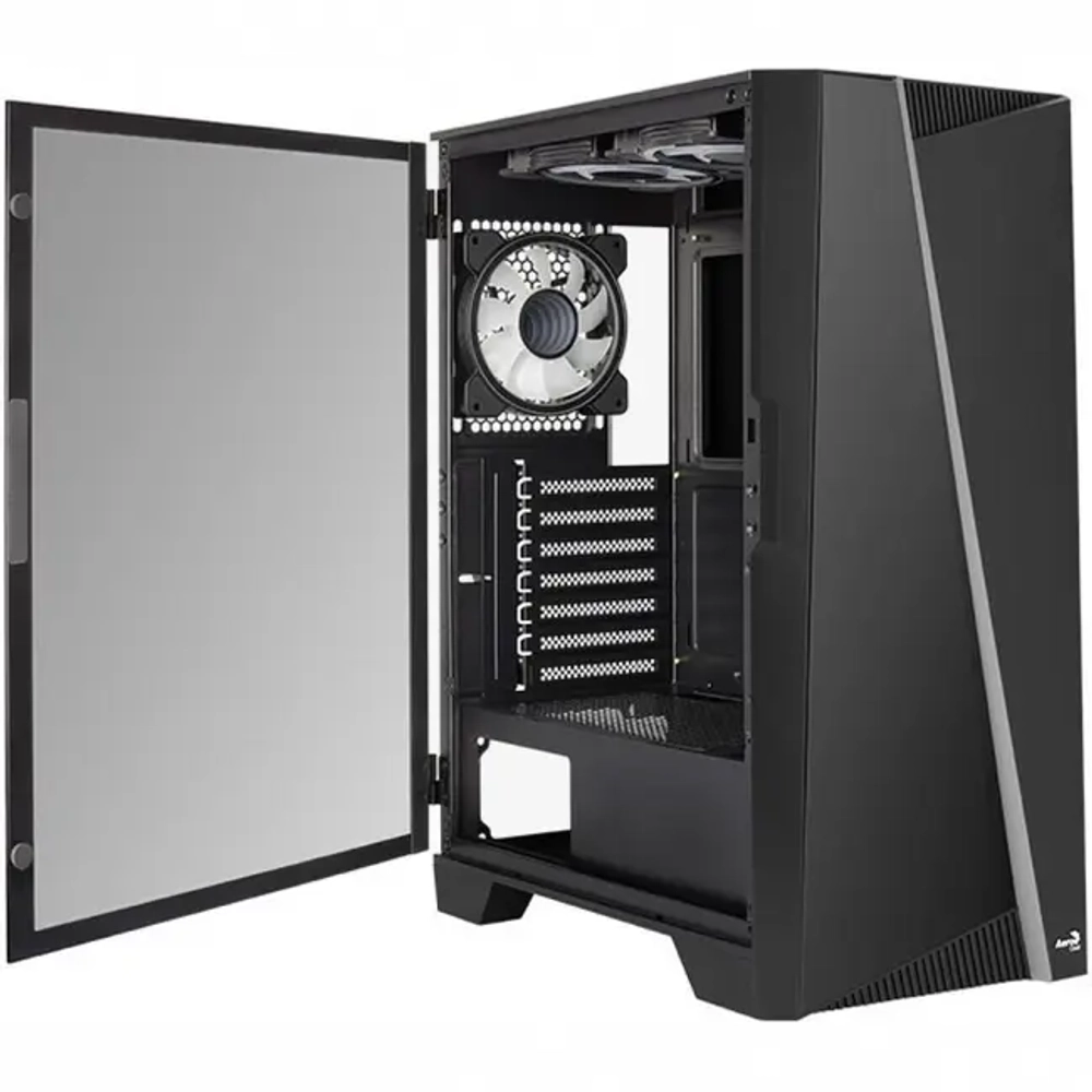 Компьютерный корпус Aerocool Mirage-G-BK-v2, ATX/Micro ATX, USB 2*3.0/1*2.0,HD-Audio+Mic, Кулер 3*12см ARGB, Без Б/П