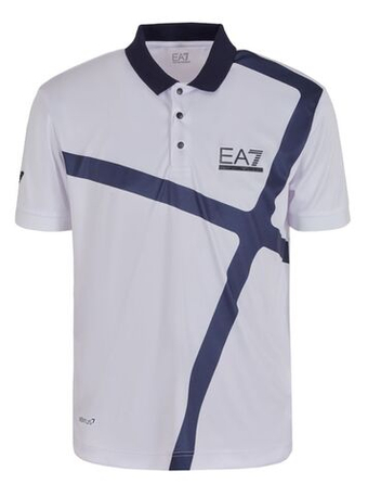Мужское теннисное поло EA7 Man Jersey Polo Shirt - белый