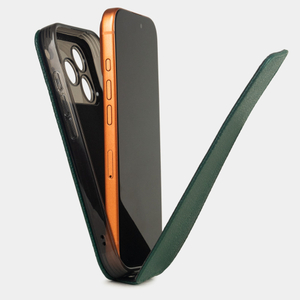 Чехол iPhone 17 Pro Max натуральная кожа сафьяно, зеленого цвета