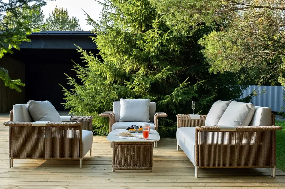 "Мальдивы" лаунж-зона из искусственного ротанга, цвет соломенный