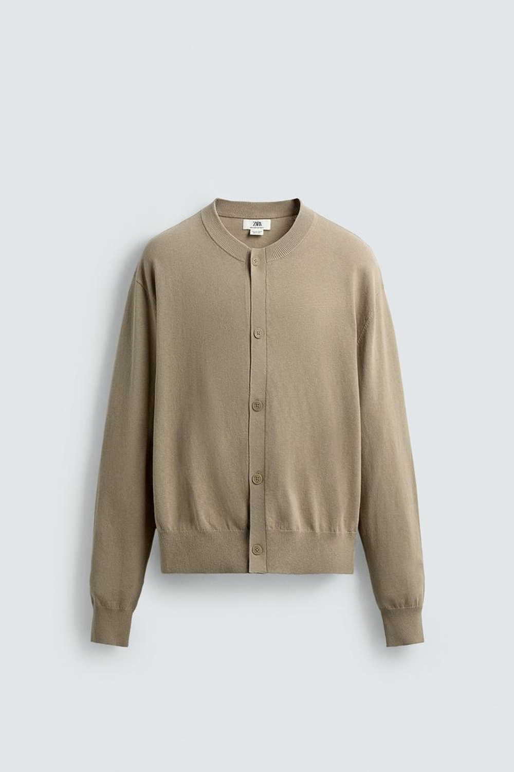 ZARA КАРДИГАН ИЗ ХЛОПКА И РАМИ, БЕЖЕВЫЙ