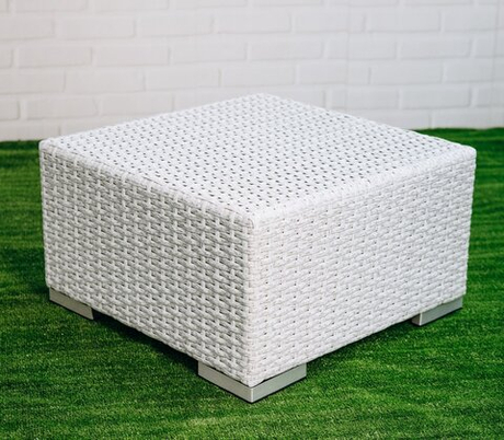 Столик плетеный журнальный ReeHouse Tama, белый люкс