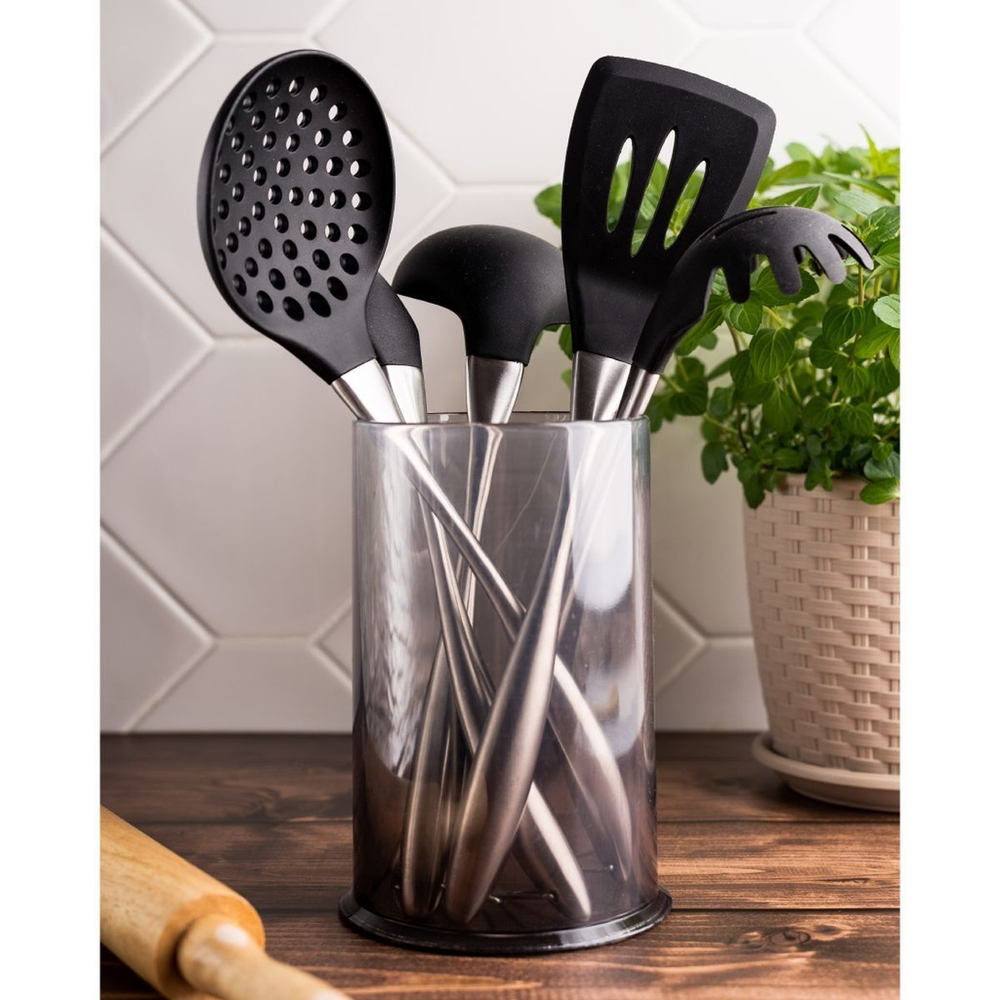 Набор кухонных принадлежностей 5 пр, нерж сталь, на подставке, Daniks, Саленто, YW-KT126