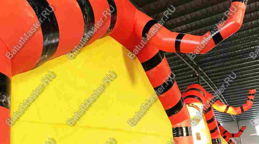 Детский надувной батут "Тигр на прогулке" с крышей 4*4*3,5 м