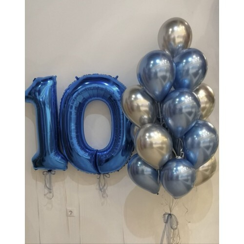 Букет шаров хром с цифрой на День Рождения Ребенку