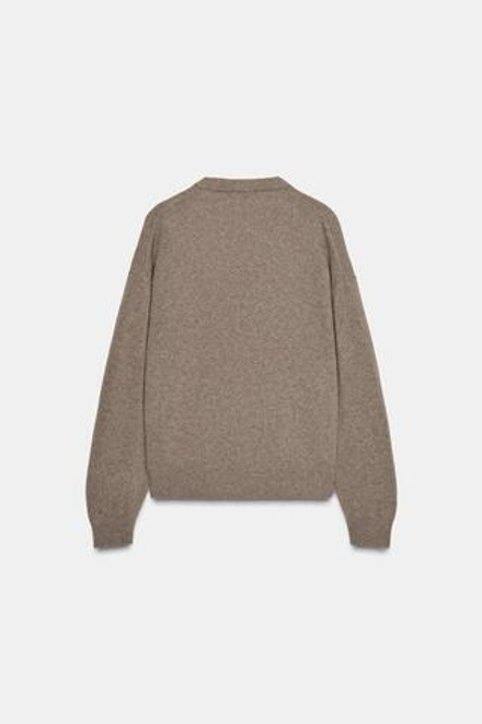 ZARA СВИТЕР ИЗ КАШЕМИРА И ШЕРСТИ С V-ОБРАЗНЫМ ВЫРЕЗОМ, СЕРОВАТО-КОРИЧНЕВЫЙ