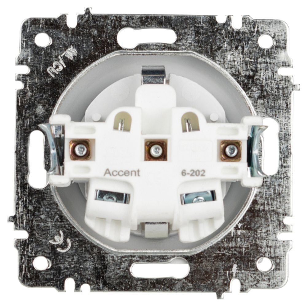 Розетка Intro Accent 6-202-01 2P+E Schuko, 16А-250В, IP20, СУ, AL/CU, белый | Intro