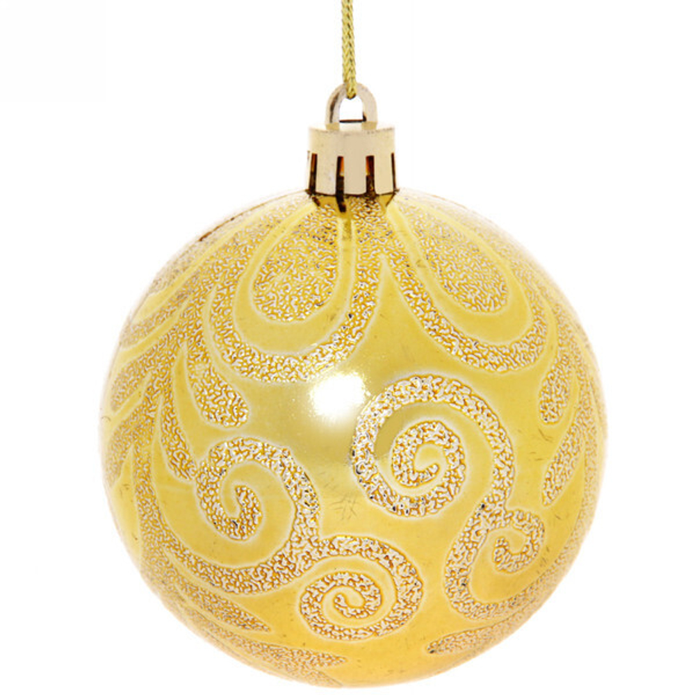 Новогодние шары 7 см (набор 3 шт) «Рельефный узор», золотой