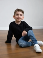 Черный лонгслив оверсайз для мальчика