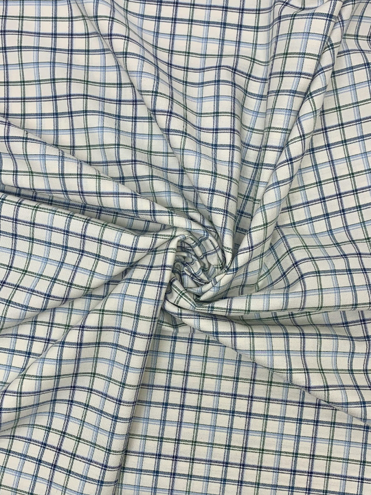 Коттон сорочка, принт клетка молочн/синий/голуб NBD033