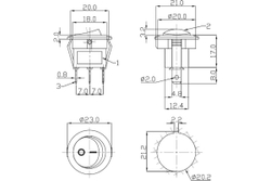 Клавишный круглый выключатель REXANT 12v 20а (3с) on-off красный с подсветкой (rwb-214) 36-2585