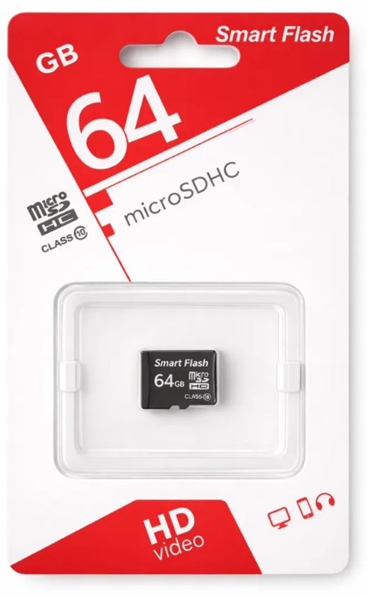 Карта памяти MicroSD 64-GB SmartFlash Class 10 с адаптером