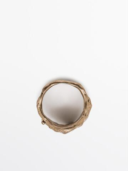 Massimo Dutti Кольцо из камня со стразами, золотистый