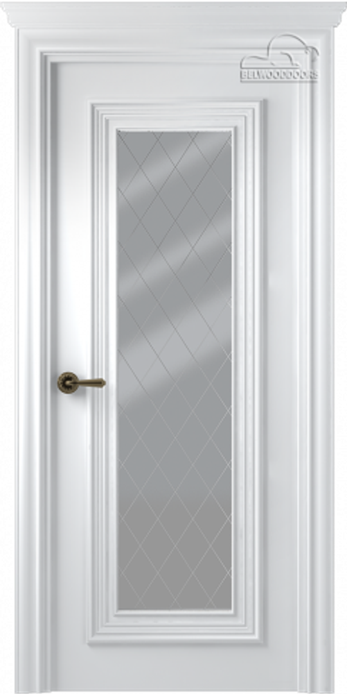 Дверь Палаццо 1 / Цвет Эмаль белый / Мателюкс белый витраж / Двери Belwooddoors
