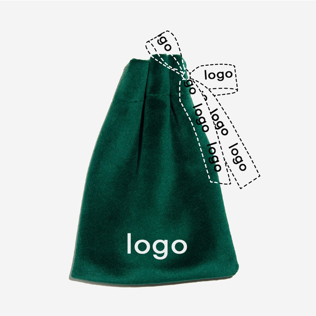 Мешочек из велюра, брендирование на мешочке и ленте