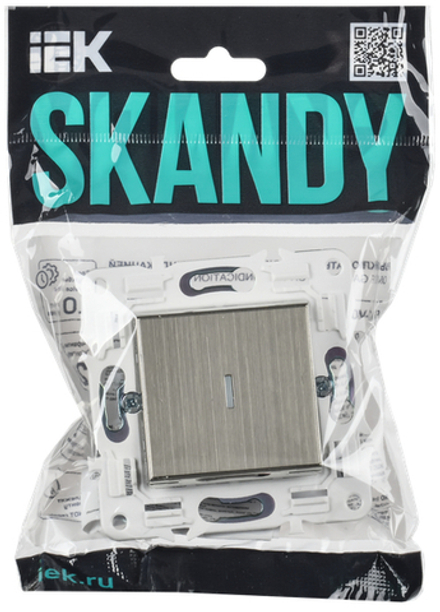 SKANDY Выключатель 1-клавишный с индикацией 10А SK-V07N металл никель IEK