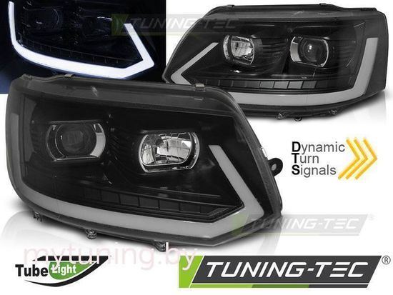 Передние фары Tube Light для Volkswagen T5 (10-15) Dynamic Black T6 Look