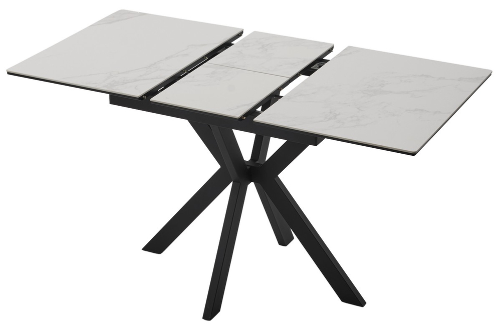 Стол М-City DISAUR Комильфо Мини 100 Белый мрамор С Прожилками Латте, керамика, Черный