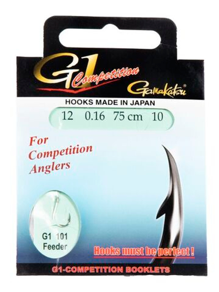Крючки с поводком Gamakatsu Booklet FEEDER G1-101 разм. 12-0.14мм 75см 10шт.