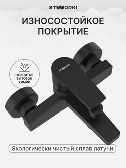 Смеситель для ванны с душем STWORKI Берген S21100BK матовый черный