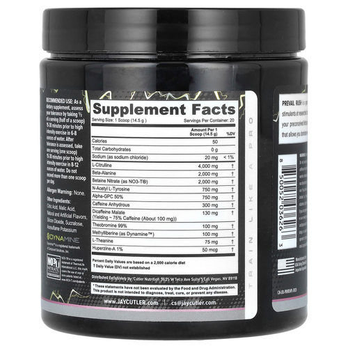 Cutler Nutrition, Prevail Rush, добавка с высоким содержанием стимуляторов, розовый лимонад, 290 г (10,22 унции)