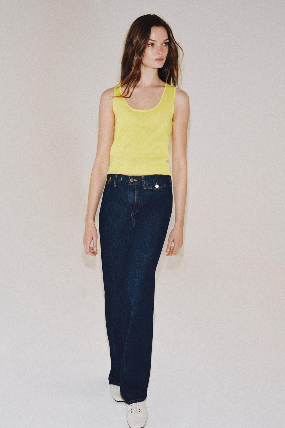 ZARA ТОП ИЗ ТОНКОГО ТРИКОТАЖА, ЖЕЛТЫЙ