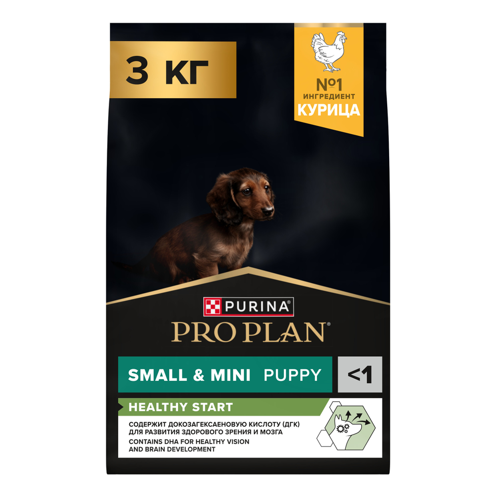 Сухой корм PRO PLAN HEALTHY START для щенков мелких и карликовых пород курица 3 кг