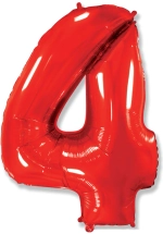 Цифра «4» красная с гелием в магазине «Склад Шаров»