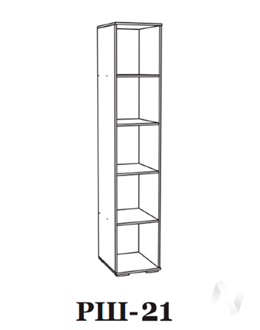 Пенал с полками левый РШ-21 Спальня Ричард (орех донской)