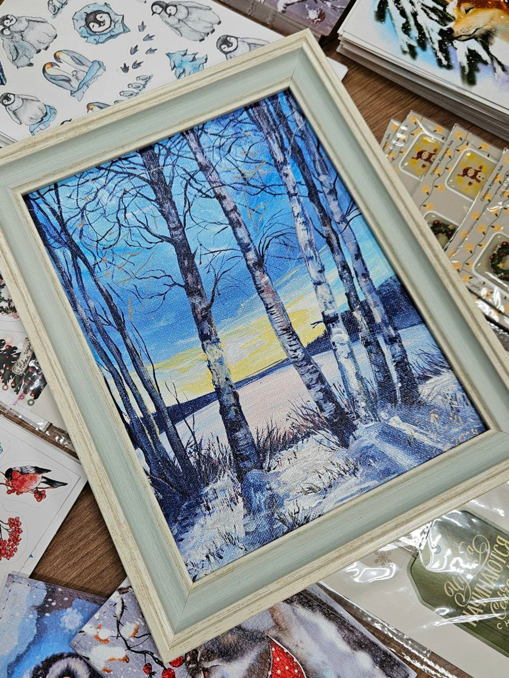 Картина маслом "Берёзки" 18х24