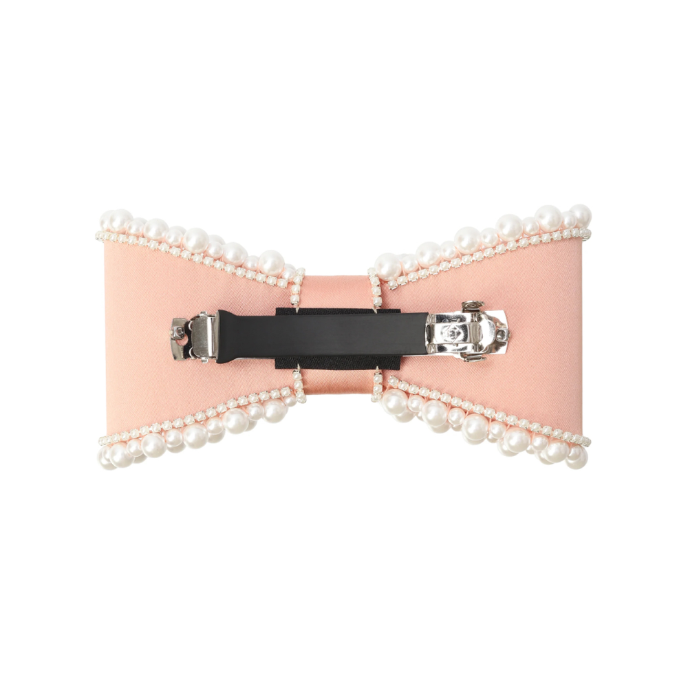 Бант-бабочка персиковый с жемчужным декором