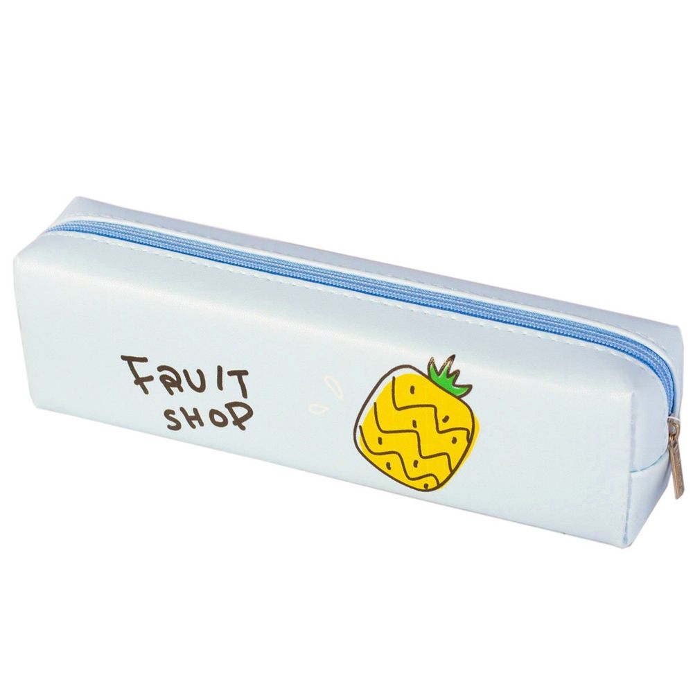 Пенал - косметичка Alingar, ПВХ, молния, 55 х 200 мм, "Ананас" голубой, надпись Fruit shop