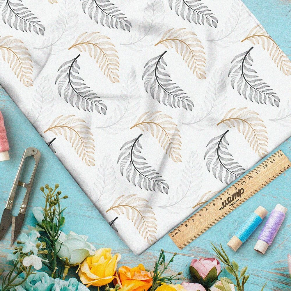 Ткань блэкаут аккуратные контурные листья