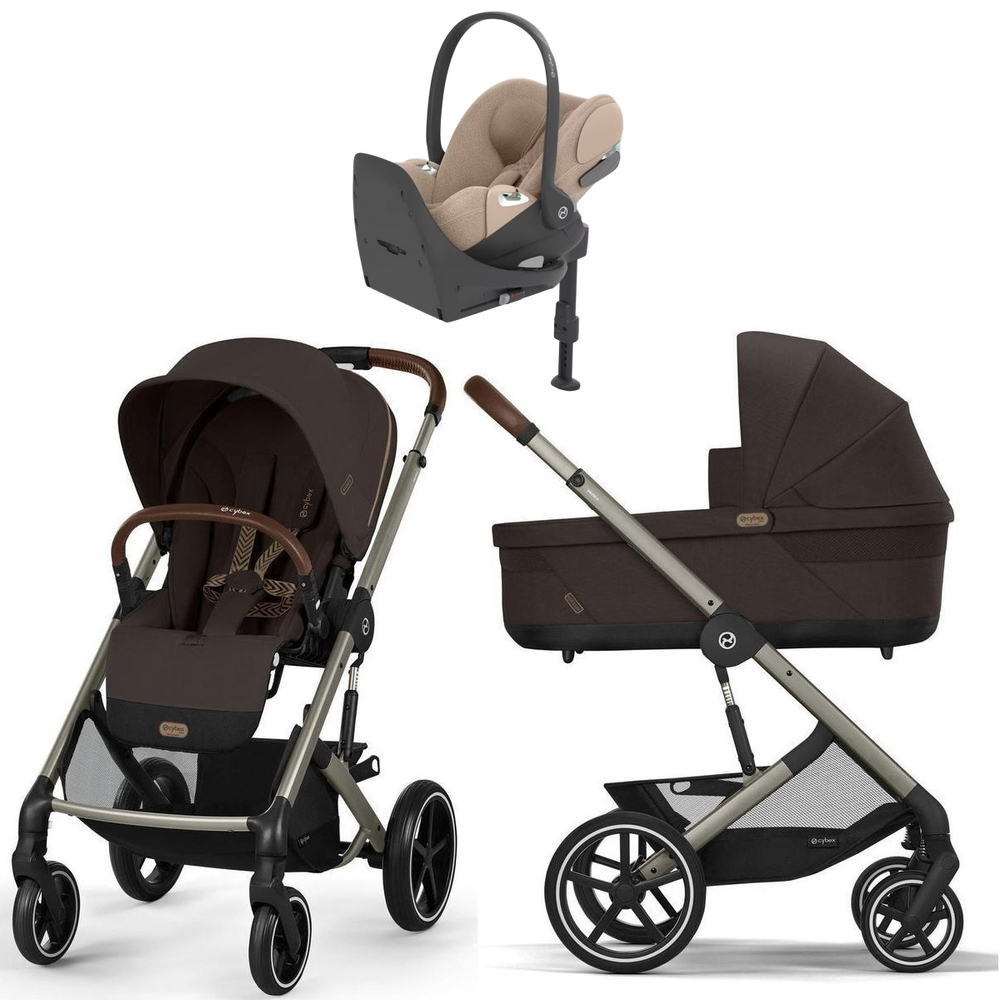 Коляска Cybex Balios S Lux TPE complete Cloud T Cozy Beige Plus Base T 4 в 1 Chocolate Brown с дождевиками