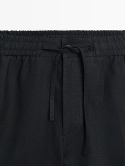 Massimo Dutti Короткие бермуды из 100% льна, темно-синий