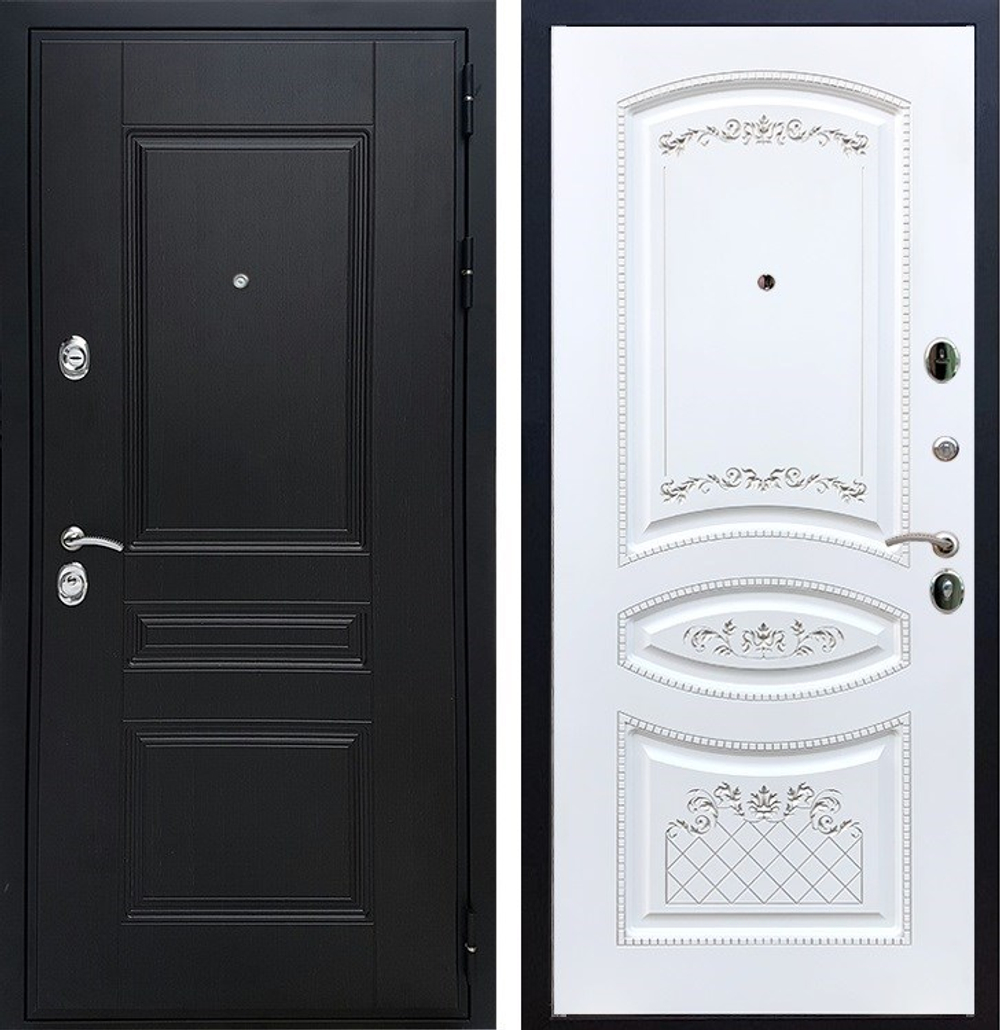 Входная металлическая дверь с зеркалом RеX (РЕКС) Рекс Премиум-Н ФЛ-316 (Венге / Белый патина Серебро)