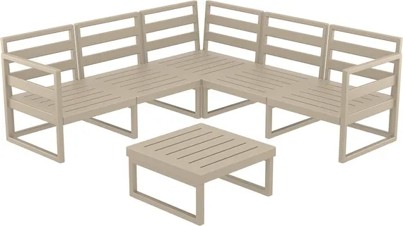 Комплект угловой уличной мебели Mykonos, пластик, бежевый