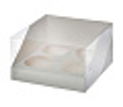 Коробка для 4 капкейков с пластиковой крышкой 170*170*100, белая