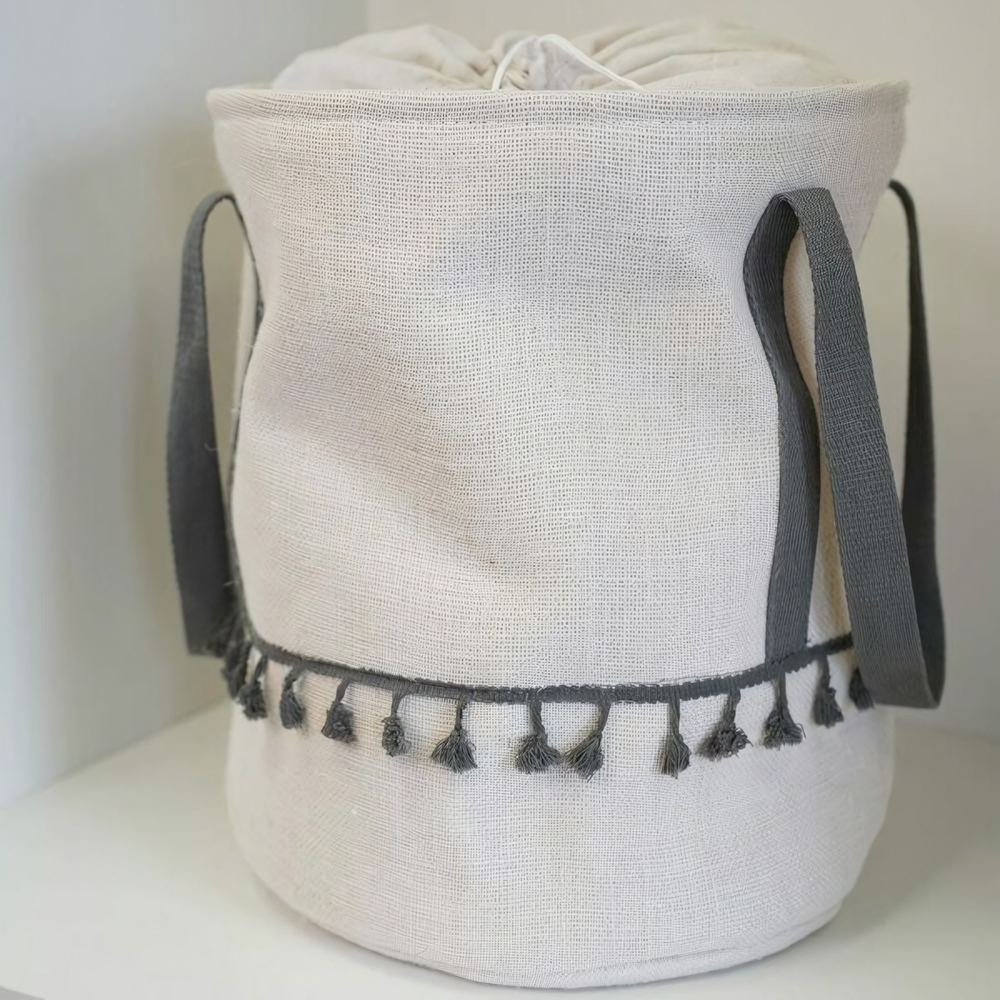 Корзина бельевая с ручками "Кантри", Д350 Ш350 В420, пепельный