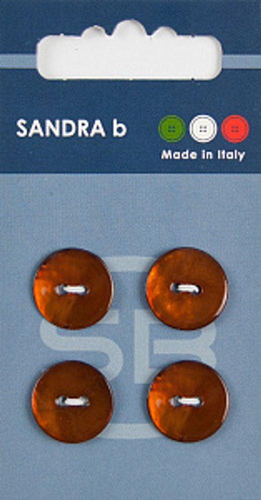 Пуговицы Sandra,15 мм, коричневый (4 шт на блистере)