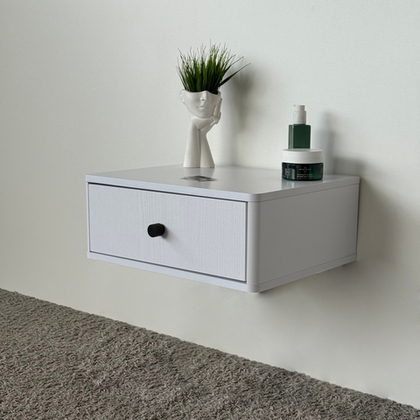 Тумба прикроватная подвесная ROYAL 5300 эко (Белый-р.черная)