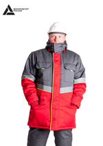 Куртка зимняя мужская «СЕВЕРНАЯ ШИРОТА» цв.серый/красный